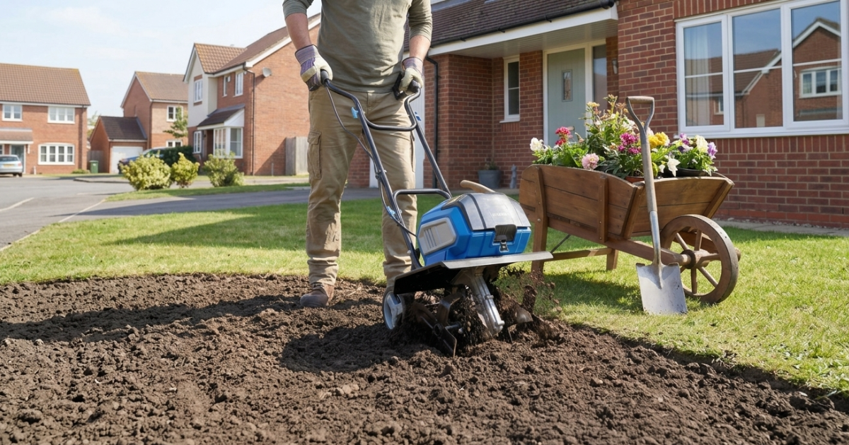 Hyundai HY40CT36 36cm / 14" 40V Cordless Tiller Review Hyundai HY40CT36 36cm / 14" 40V Cordless Tiller Review - featured image