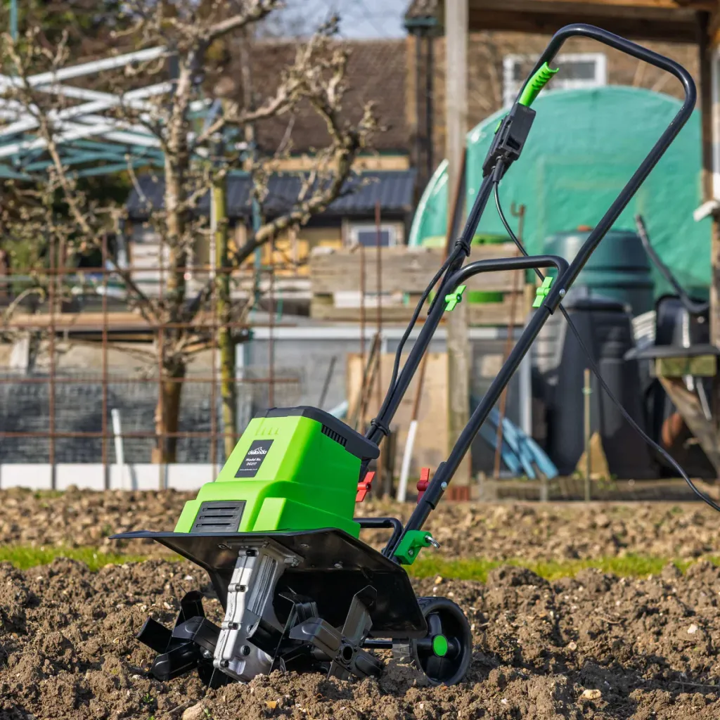 Dellonda 1500W fold-flat electric tiller cultivator with six blades