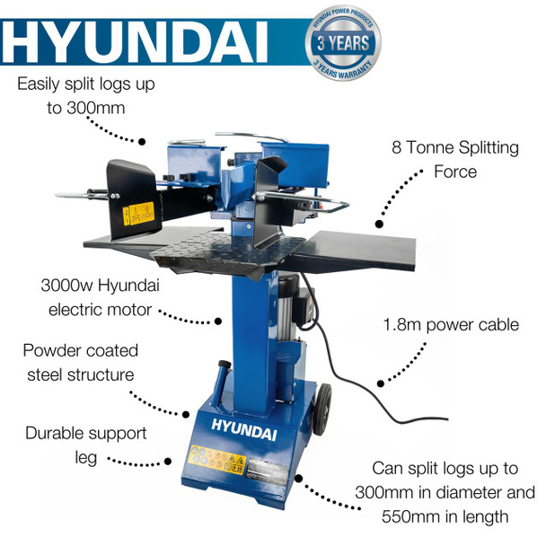 Hyundai HYLS8000V 8-Tonne Vertical Electric Log Splitter