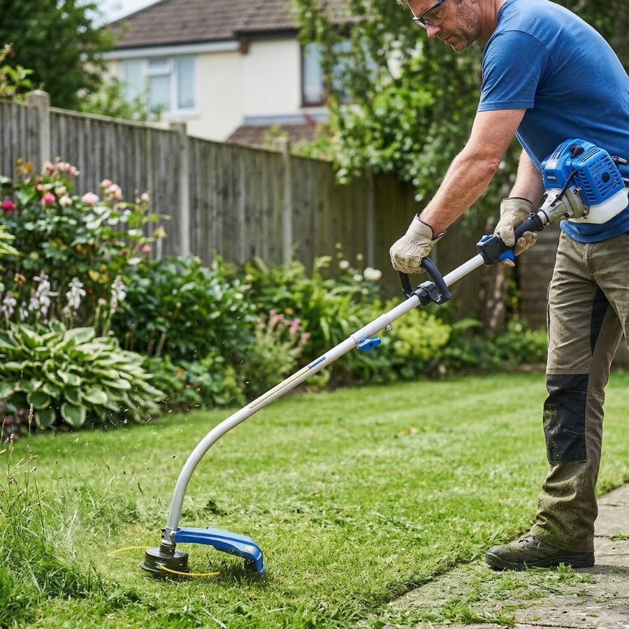 Hyundai HYTR2600X Petrol Grass Trimmer in action