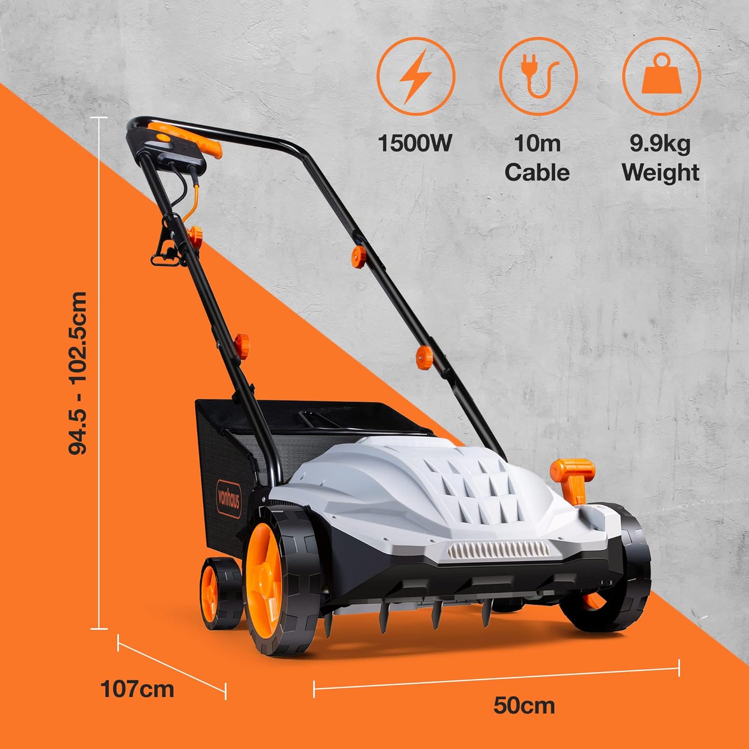 VonHaus 1500W 2-in-1 Scarifier and Rake