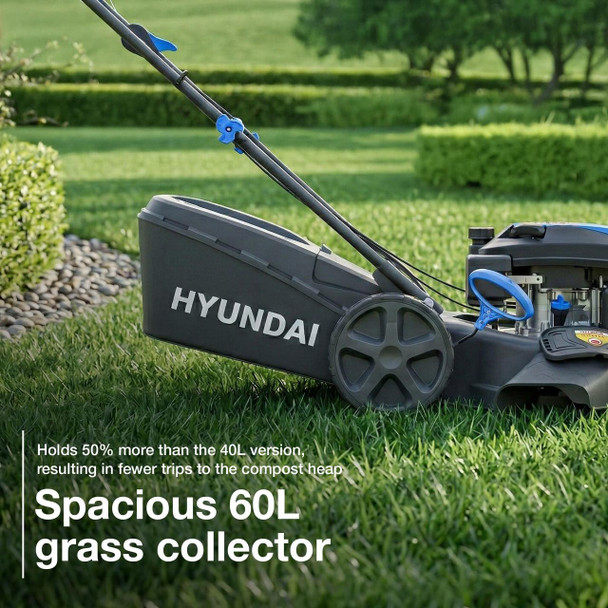 Hyundai HYM18150SPX handlebar controls with self-propelled drive and operator presence levers