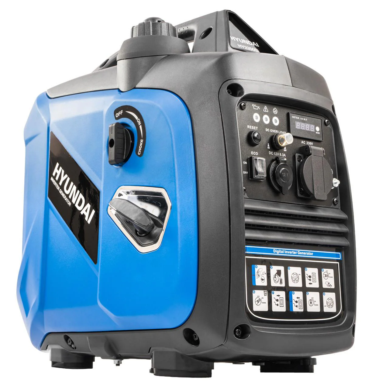 Hyundai HY2350Si inverter generator, a popular red and black model for caravans
