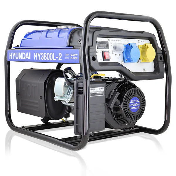 Hyundai HY3800L-2 3.2kW / 4kVA* Petrol Site Open Generator with Recoil Start generator